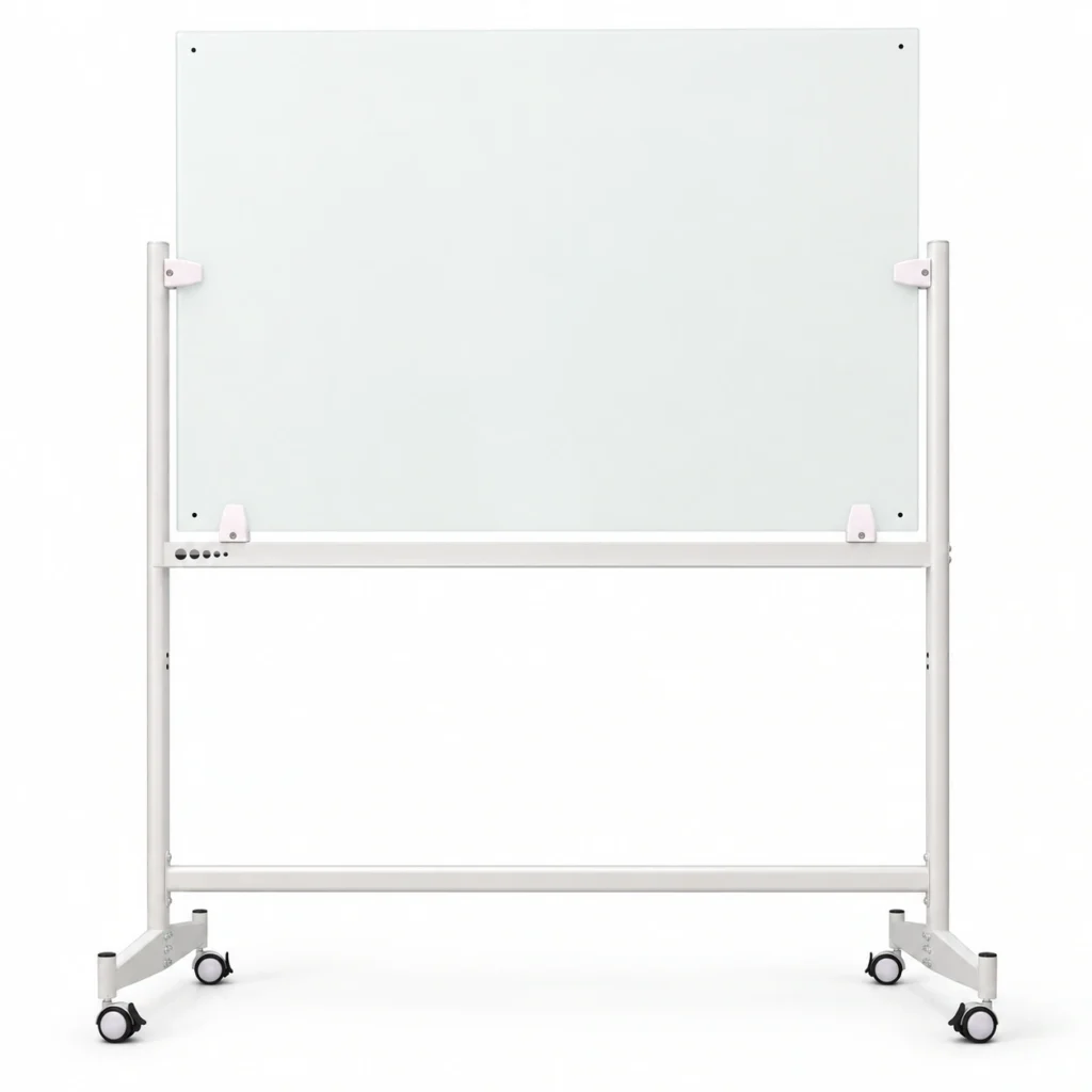 Mobile Frameless Glass Whiteboard with White Stand