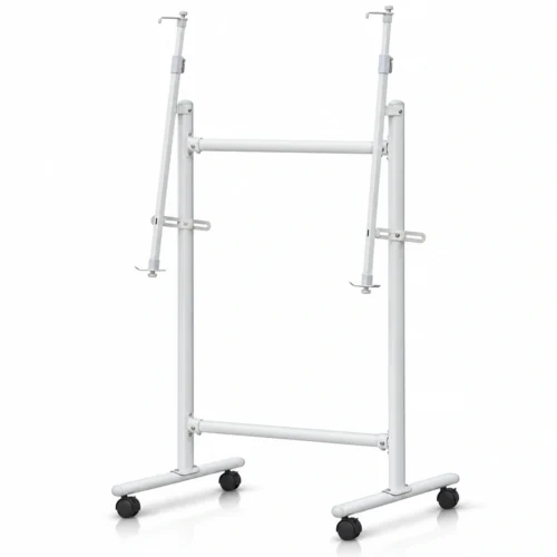 White Braced Rolling Whiteboard Display Stand