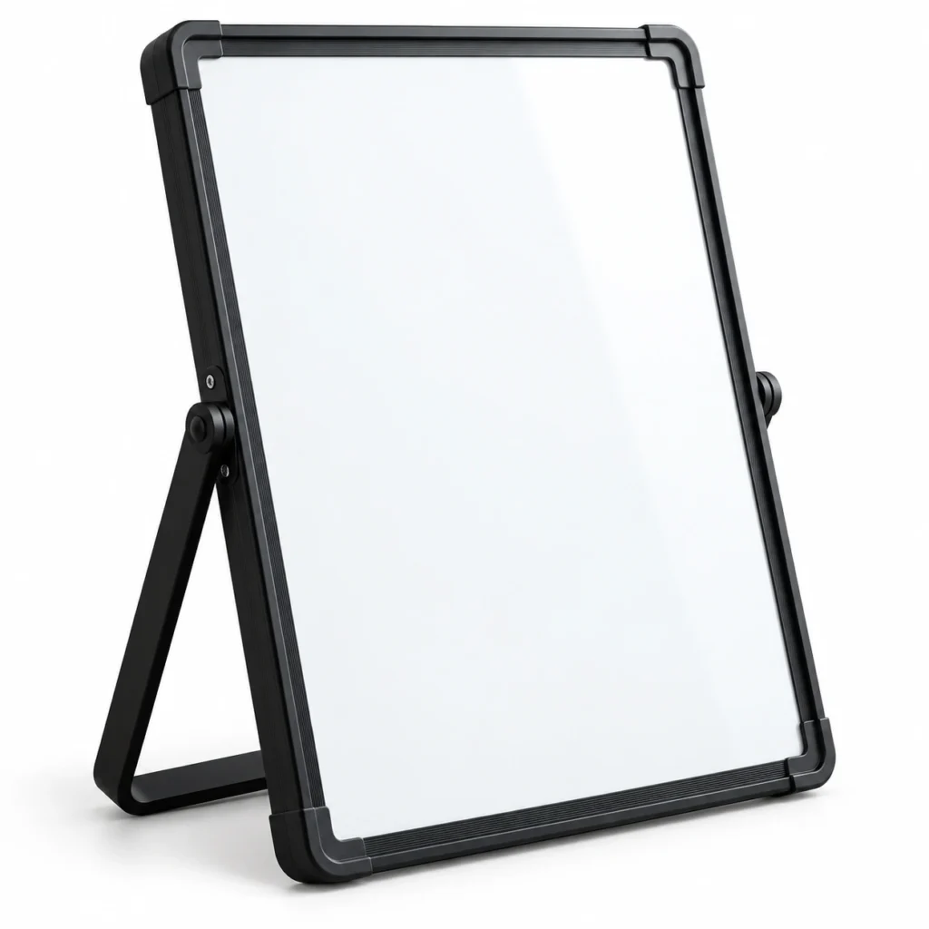 Black Frame Desktop Dry Erase Board with Folding Stand