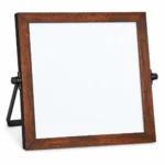 Pizarra blanca de escritorio con marco de madera y base plegable