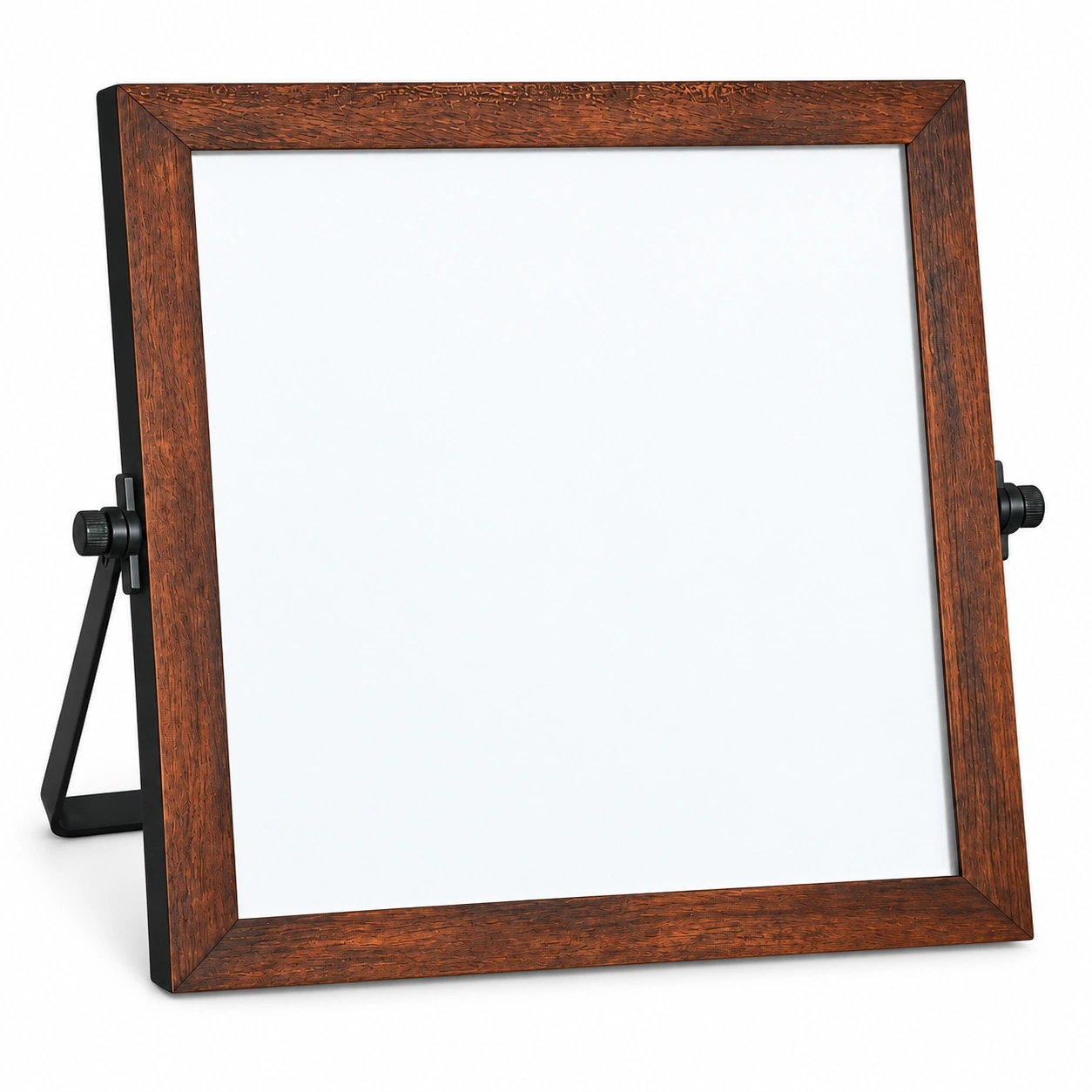 Pizarra blanca de escritorio con marco de madera y base plegable
