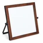 Pizarra blanca de escritorio con marco de madera y base plegable – vista 2