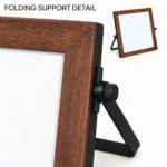 Pizarra blanca de escritorio con marco de madera y base plegable – vista 7