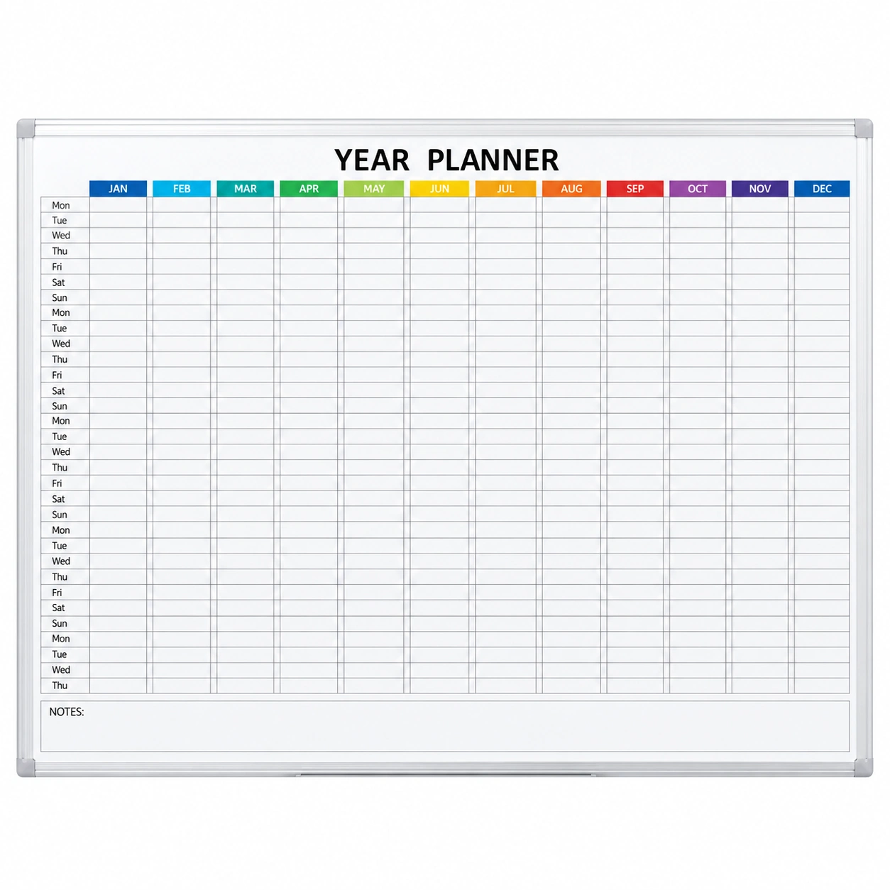 Aluminum Frame Year Planner Whiteboard