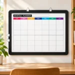 Black Frame Color-Coded Monthly Planner Whiteboard – view 4