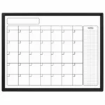 Black Frame Magnetic Monthly Calendar Whiteboard