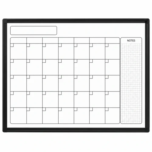 Black Frame Magnetic Monthly Calendar Whiteboard