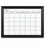 Black Frame Monthly Calendar Dry Erase Board