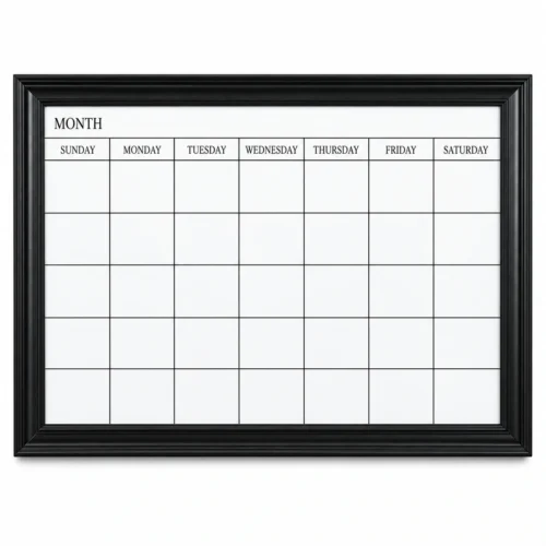 Black Frame Monthly Calendar Dry Erase Board