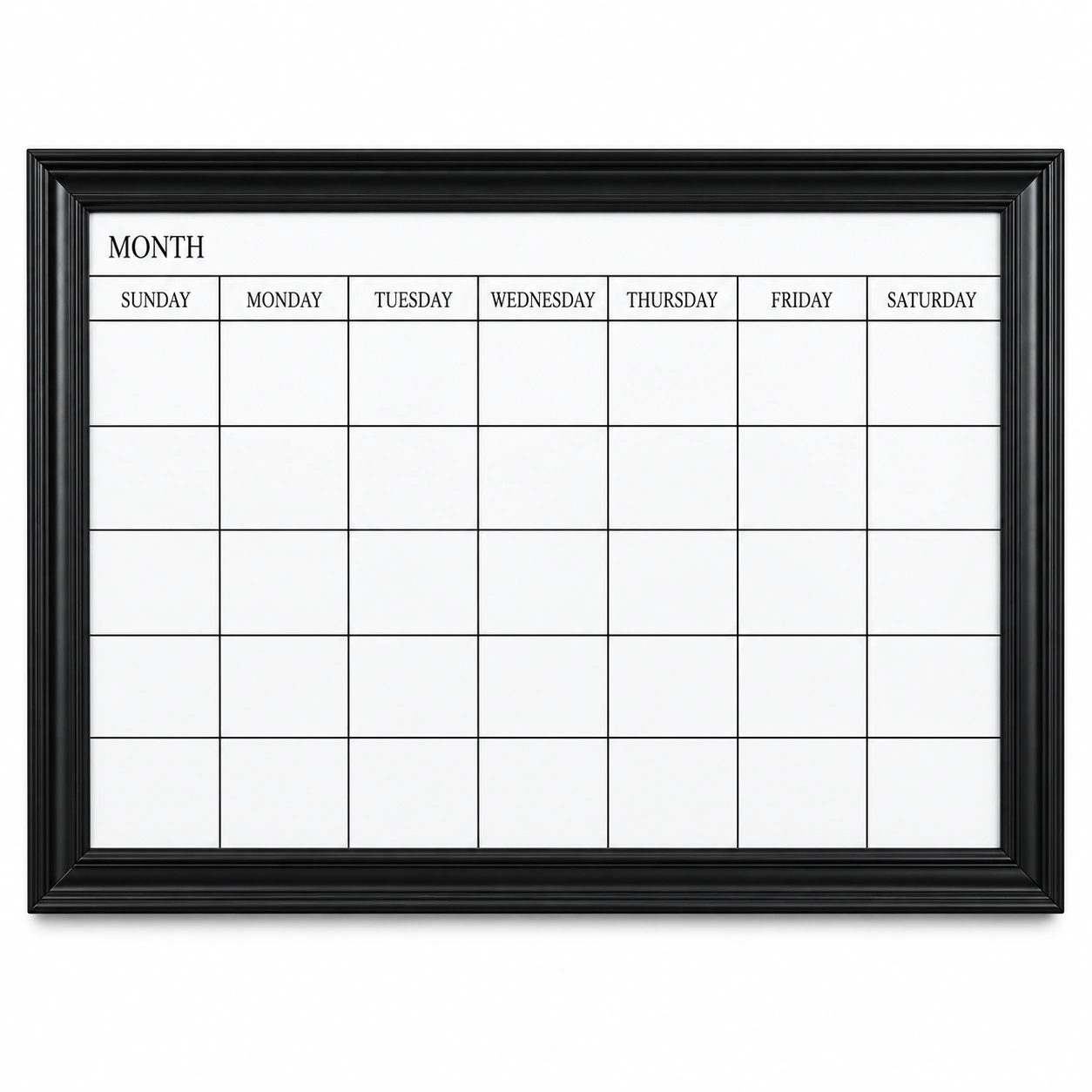 Black Frame Monthly Calendar Dry Erase Board