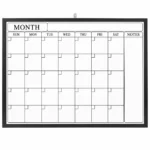 Black Frame Monthly Calendar Whiteboard with Notes Area