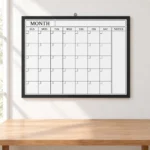 Black Frame Monthly Calendar Whiteboard with Notes Area – view 3