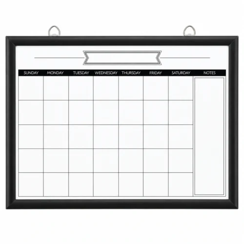 Black Frame Monthly Calendar with Notes Column