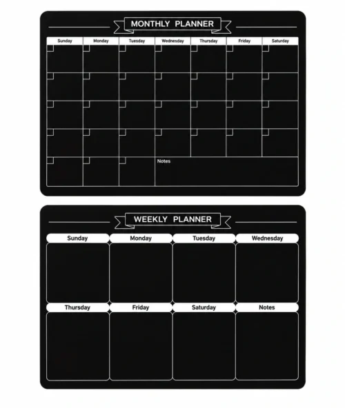 Black Monthly and Weekly Planner Board Set