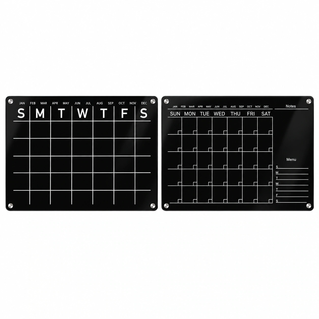 Black Monthly Calendar Board Set