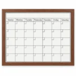 Brown Wood Frame Monthly Calendar Whiteboard