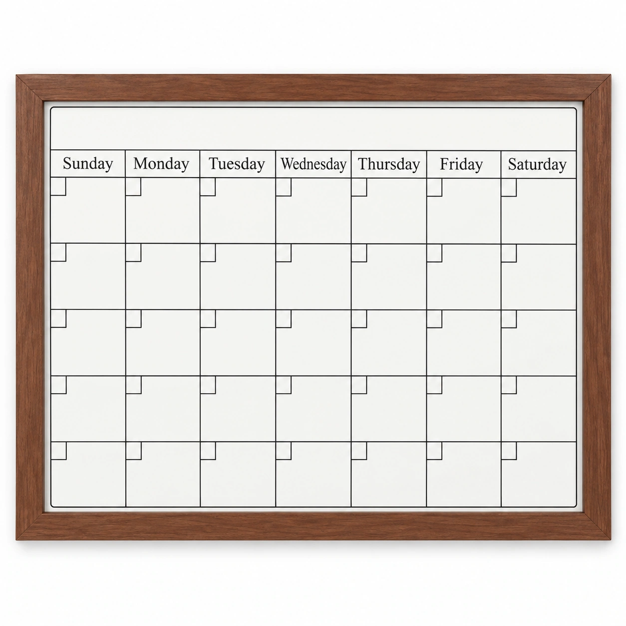Brown Wood Frame Monthly Calendar Whiteboard
