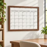 Brown Wood Frame Monthly Calendar Whiteboard – view 3