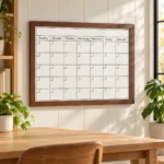 Brown Wood Frame Monthly Calendar Whiteboard – view 4