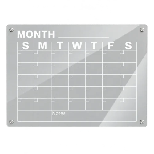 Clear Monthly Calendar Board with White Grid