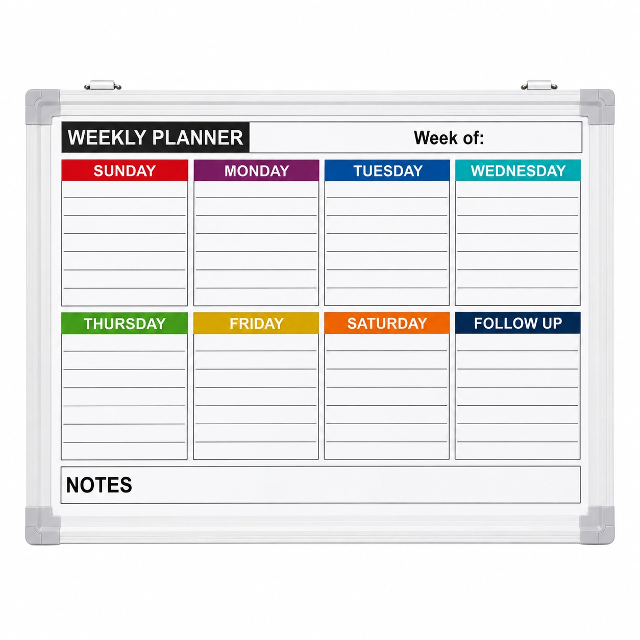 Color-Header Weekly Planner with Notes Section