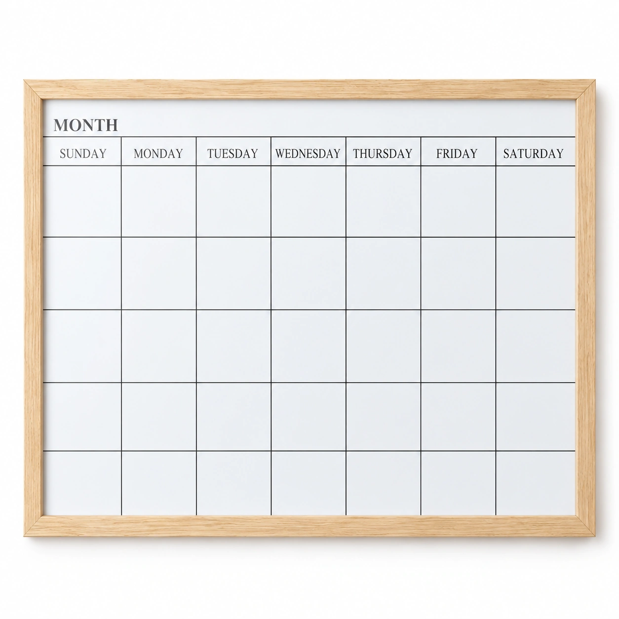 Light Wood Frame Monthly Calendar Whiteboard