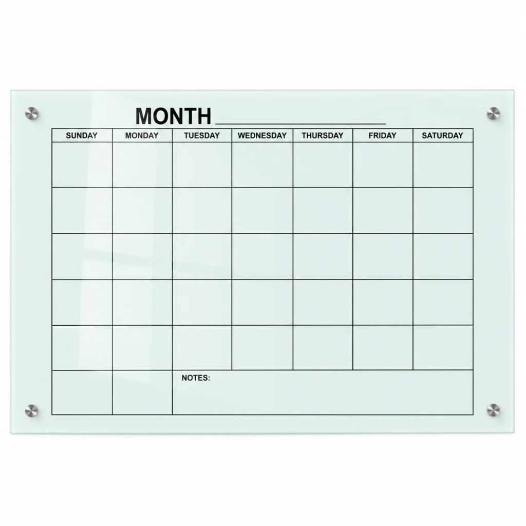 009-calendar Monthly Calendar Magnetic Glass Board