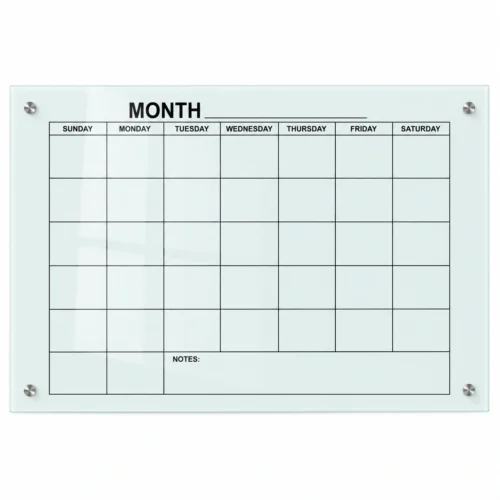 Monthly Calendar Magnetic Glass Board