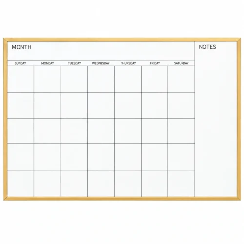Monthly Calendar Whiteboard with Notes Sidebar