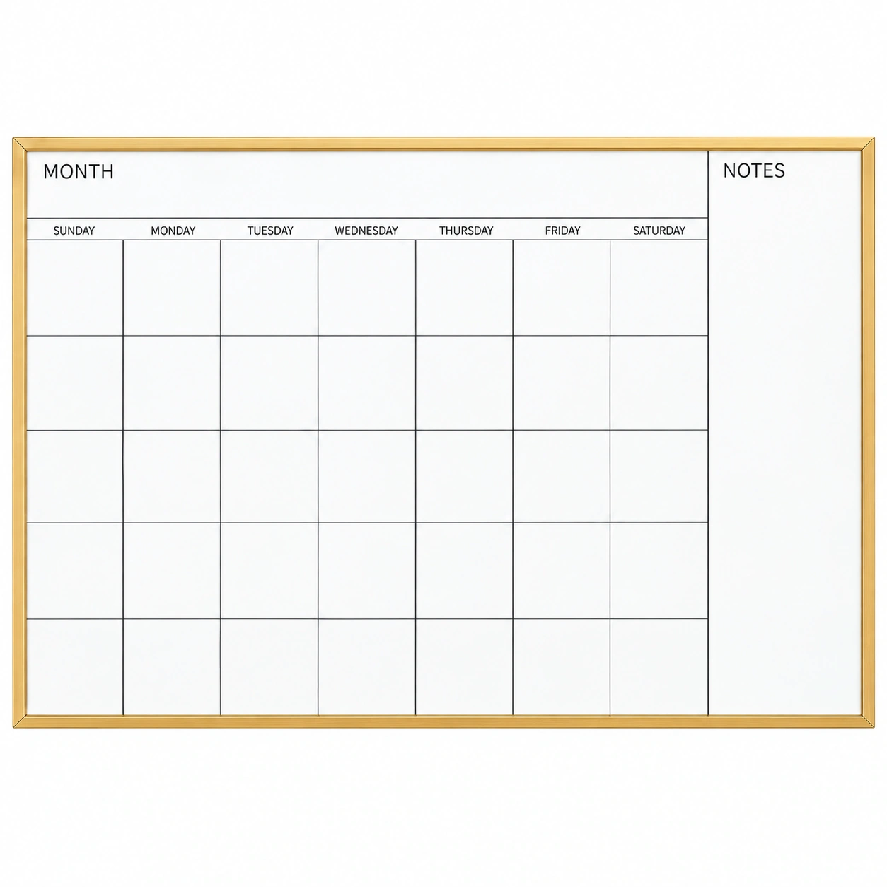 Monthly Calendar Whiteboard with Notes Sidebar