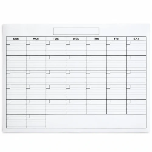 Monthly Whiteboard Calendar Planner with Notes Column
