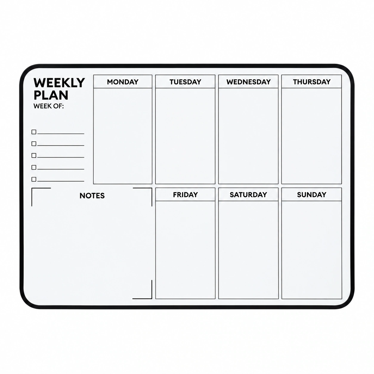 Rounded Black Border Weekly Planner