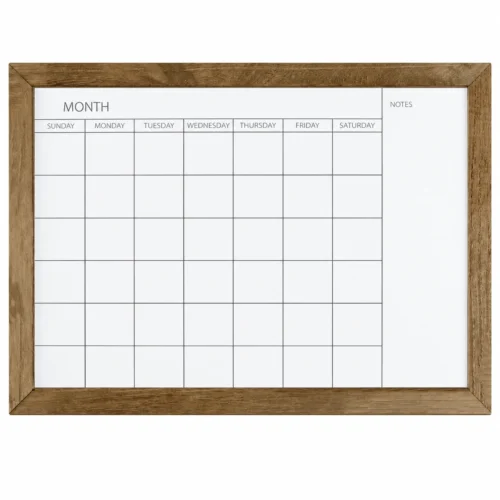 Rustic Brown Frame Monthly Calendar with Notes