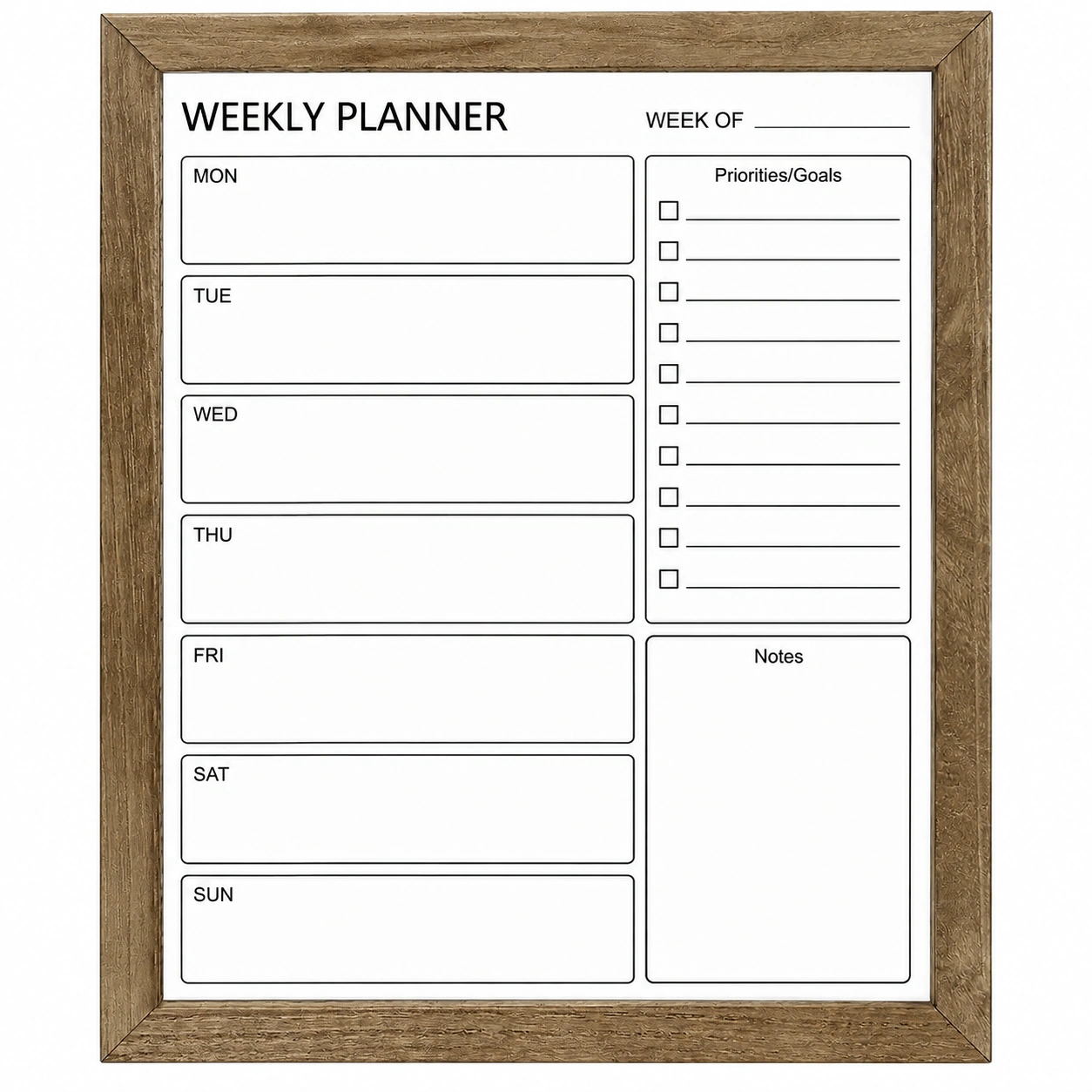 Rustic Frame Weekly Planner with Priorities and Checklist
