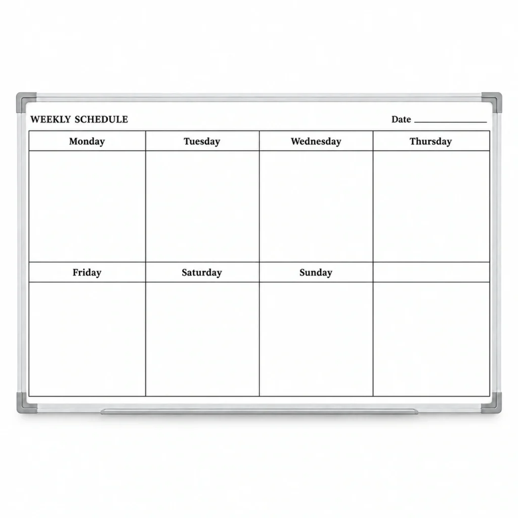Seven-Day Weekly Schedule Whiteboard