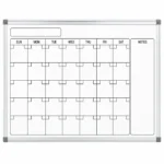 Silver Frame Magnetic Monthly Calendar Whiteboard