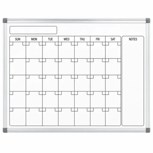 Silver Frame Magnetic Monthly Calendar Whiteboard