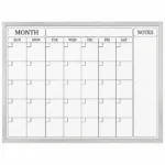 Silver Frame Monthly Calendar Dry Erase Board