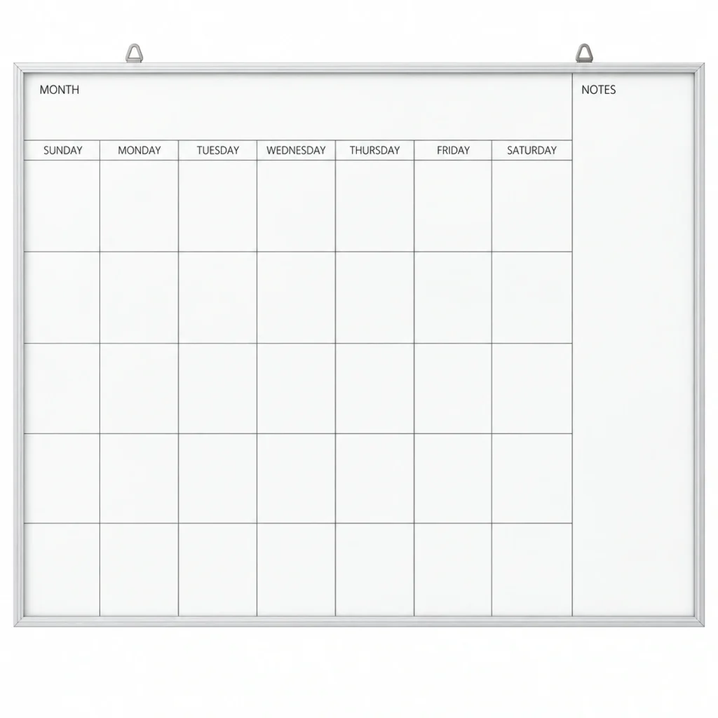 Wall-Mounted Monthly Calendar Whiteboard