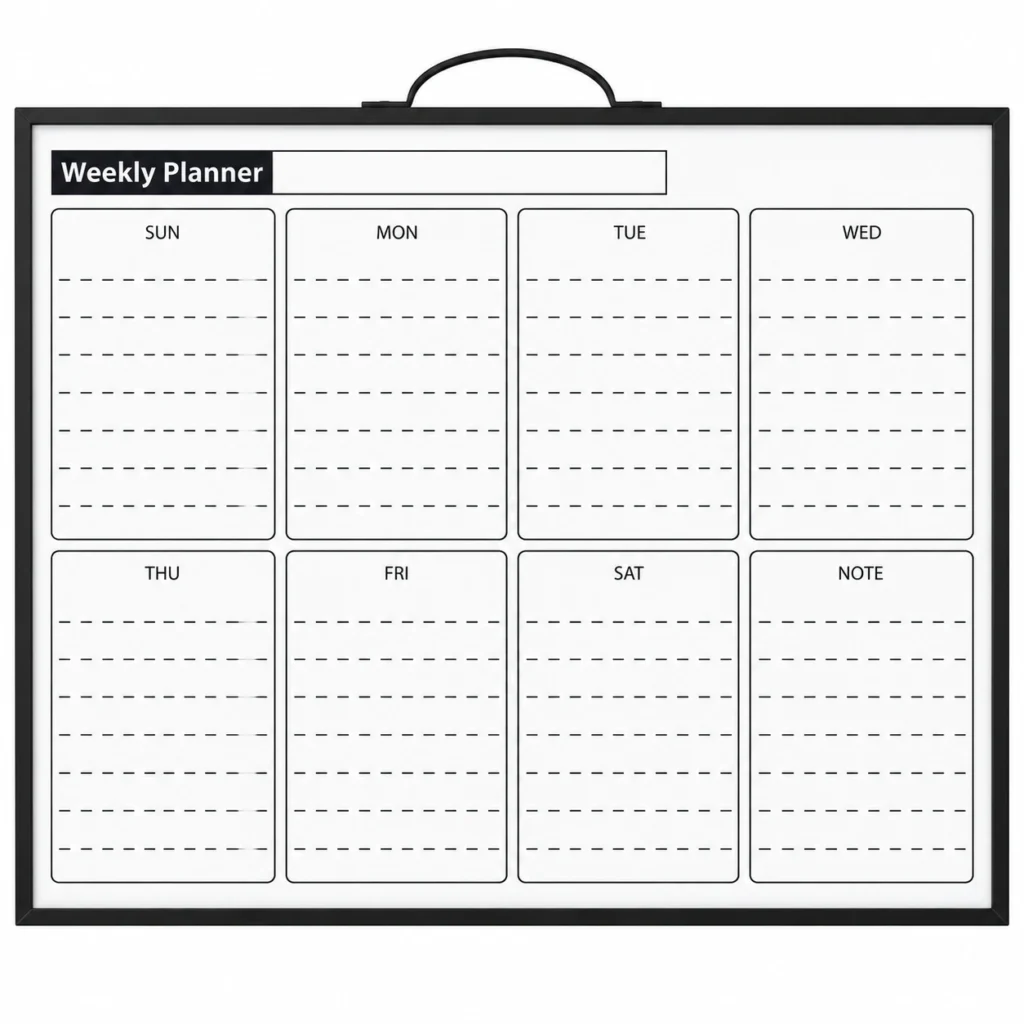 Weekly Planner Dry Erase Whiteboard with Notes Section