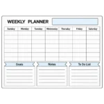 Planificador semanal con secciones de metas, notas y pendientes