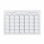 Pizarra de calendario mensual con marco blanco