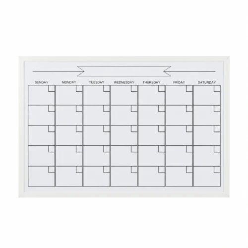 White Frame Monthly Calendar Board