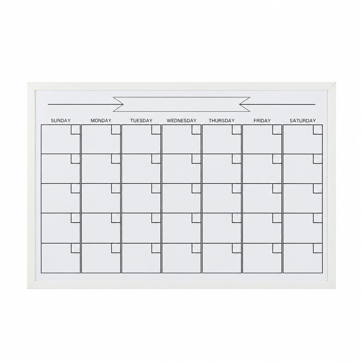 Pizarra de calendario mensual con marco blanco