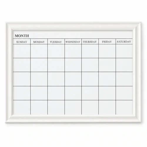 White Frame Monthly Calendar Dry Erase Board