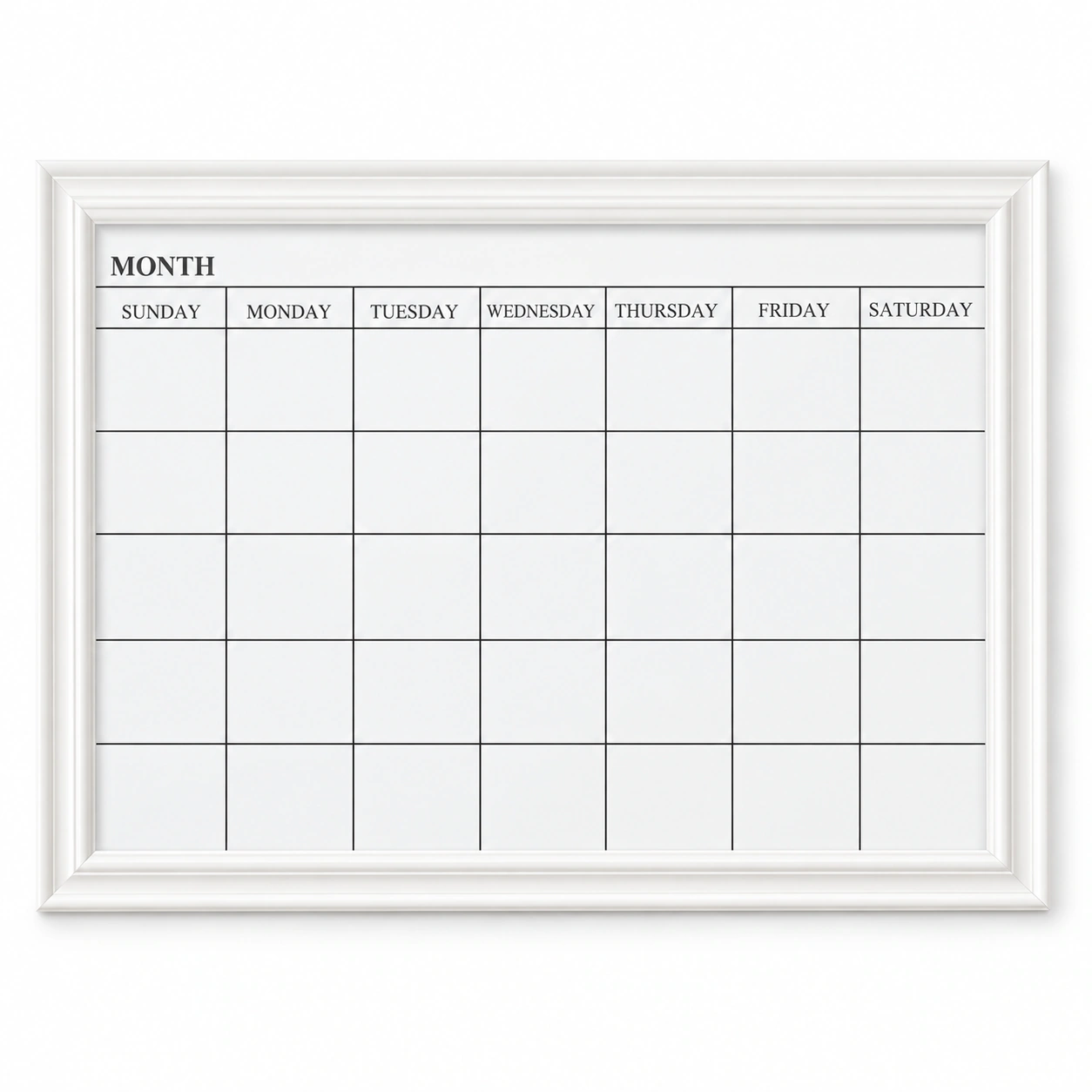White Frame Monthly Calendar Dry Erase Board