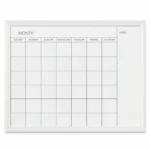 White Frame Monthly Calendar Whiteboard with Notes Column