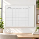 White Frame Monthly Calendar Whiteboard with Notes Column – view 3