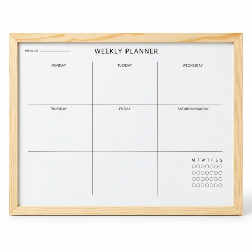 Wood Frame Weekly Planner Whiteboard