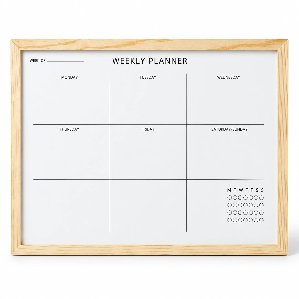 Wood Frame Weekly Planner Whiteboard